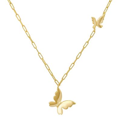 Kylie Harper Sterling Silver Petite Paper Clip Floating Butterfly Necklace