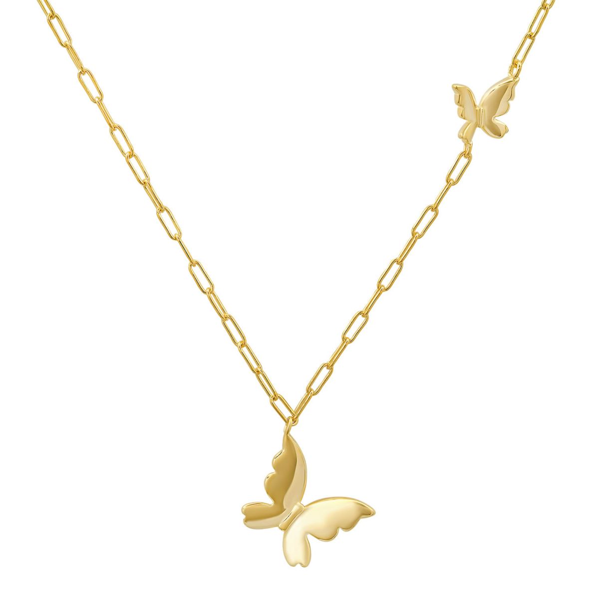 Sterling Silver Petite Paper Clip Floating Butterfly Necklace