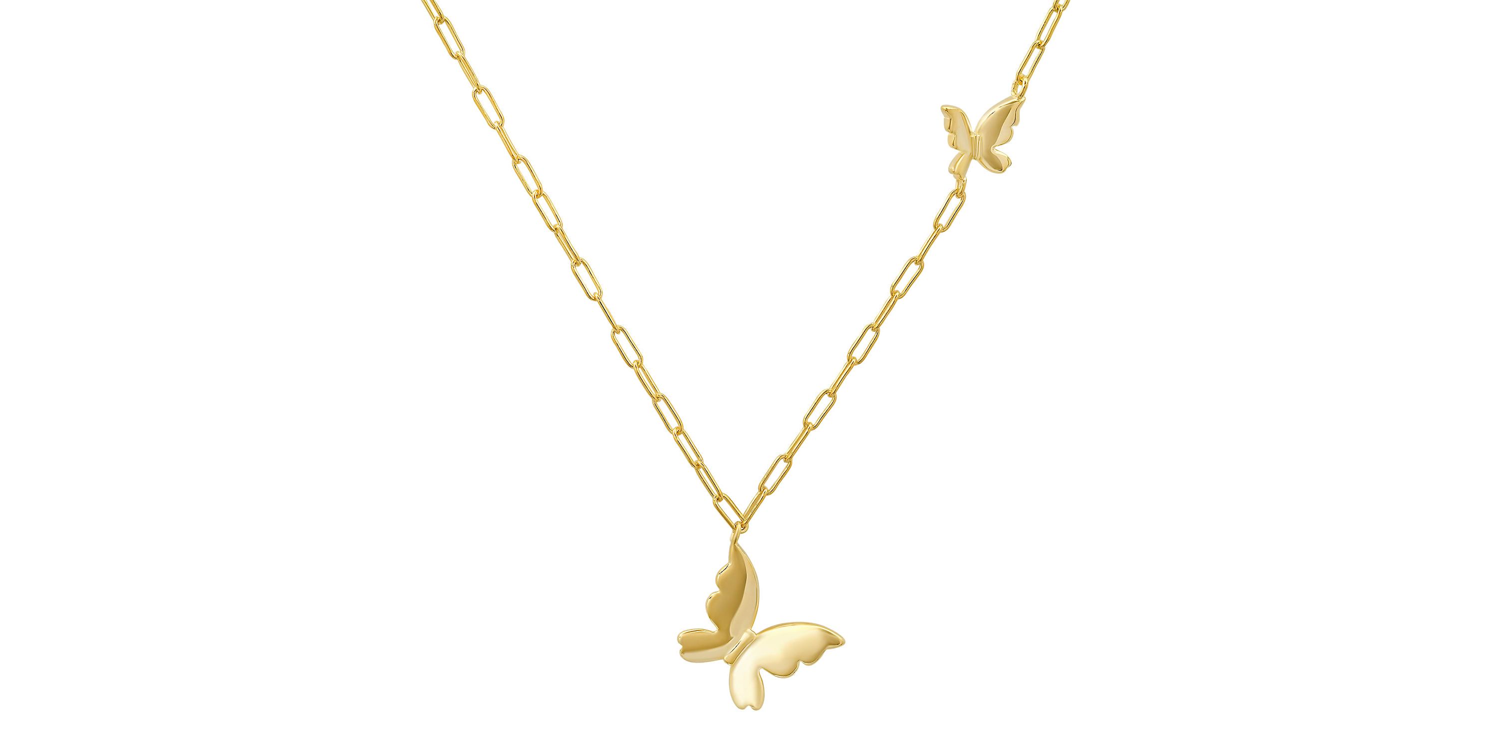 Sterling Silver Petite Paper Clip Floating Butterfly Necklace