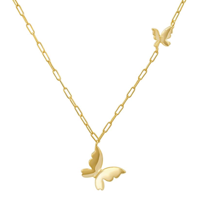 Sterling Silver Petite Paper Clip Floating Butterfly Necklace
