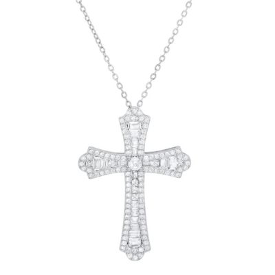 Kylie Harper Lab Created 14k Rose Gold Over Silver Luxurious Pink CZ Cross Pendant