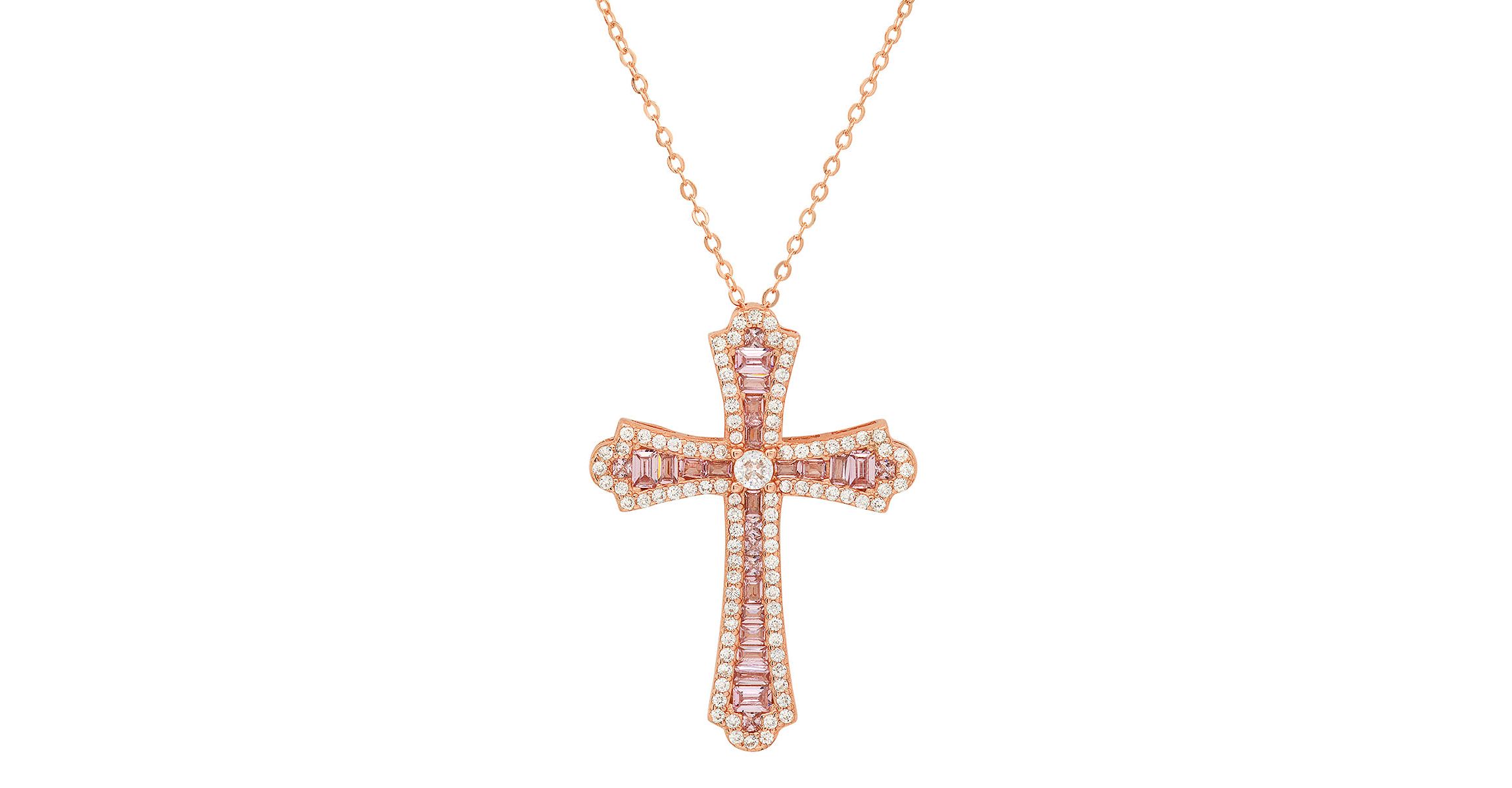Lab Created Sterling Silver Luxurious CZ Cross Pendant