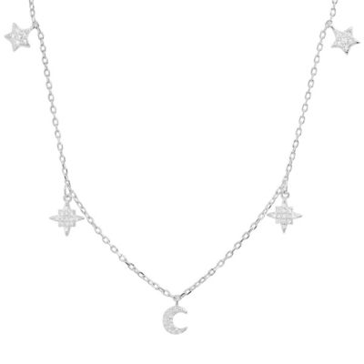 Kylie Harper Lab Created 14k Gold Over Silver CZ Dangling Celestial Necklace
