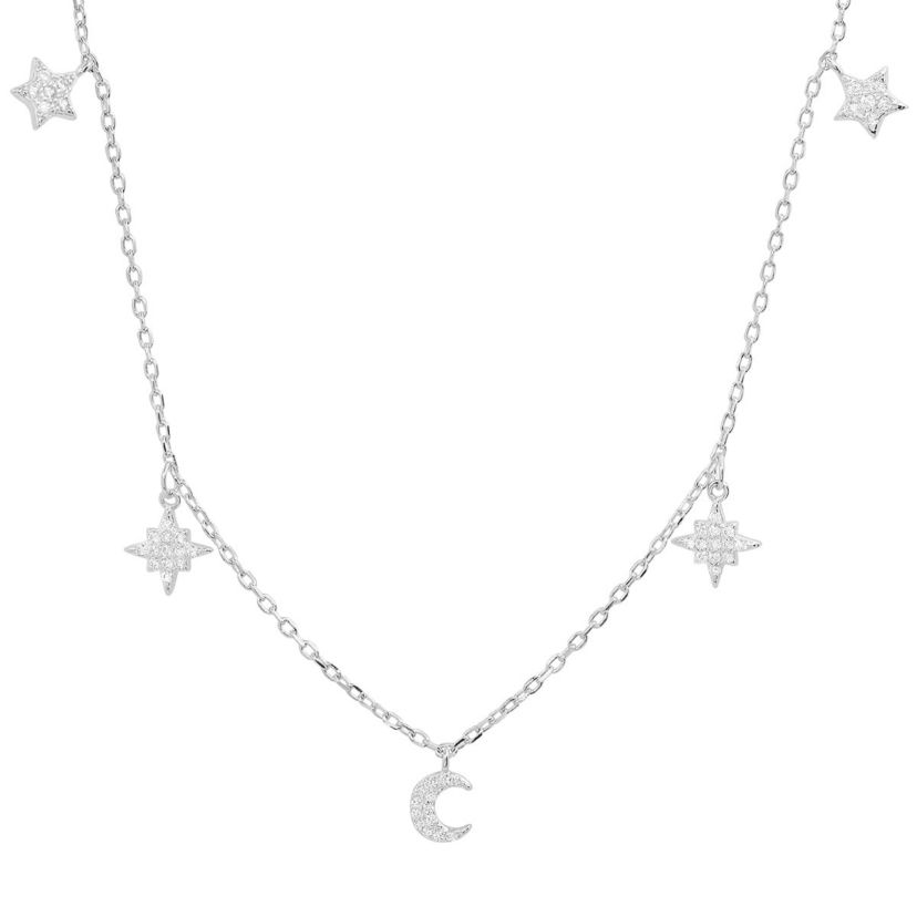 Lab Created 14k Gold Over Silver CZ Dangling Celestial Necklace
