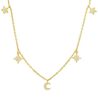 Kylie Harper Lab Created 14k Gold Over Silver CZ Dangling Celestial Necklace