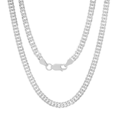 Kylie Harper Italian Sterling Silver 4mm Double Curb Miami Cuban Chain Necklace - Unisex, 24 in