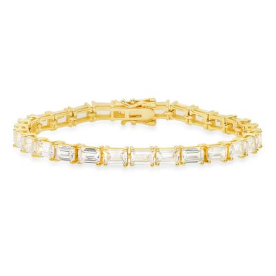 Kylie Harper Lab Created 14k Gold Over Silver Emerald-cut CZ Tennis Bracelet