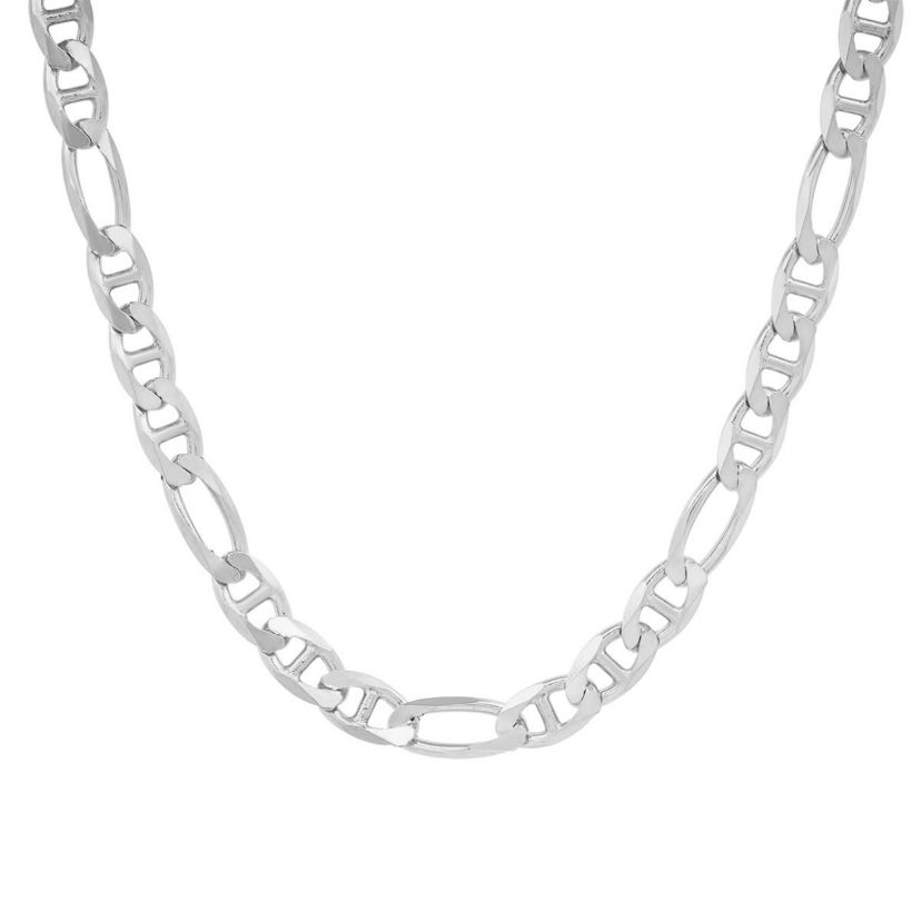 Italian Sterling Silver 4.75mm Figaro Mariner Chain Necklace - Unisex