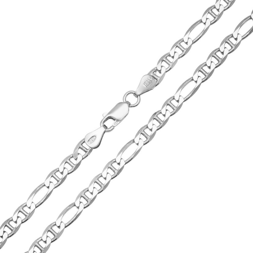 Italian Sterling Silver 4.75mm Figaro Mariner Chain Necklace - Unisex