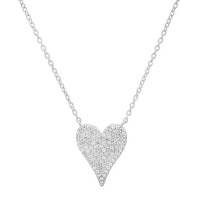 Kylie Harper Lab Created 14k Gold Over Silver Elongated CZ Heart Necklace