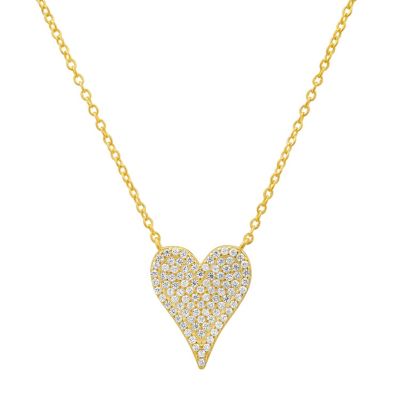 Kylie Harper Lab Created 14k Gold Over Silver Elongated CZ Heart Necklace