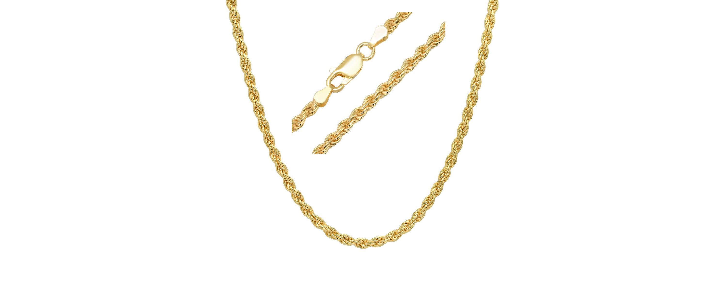 Mens Italian Thick/Heavy 3mm 14k Gold Over Silver Rope Chain Necklace