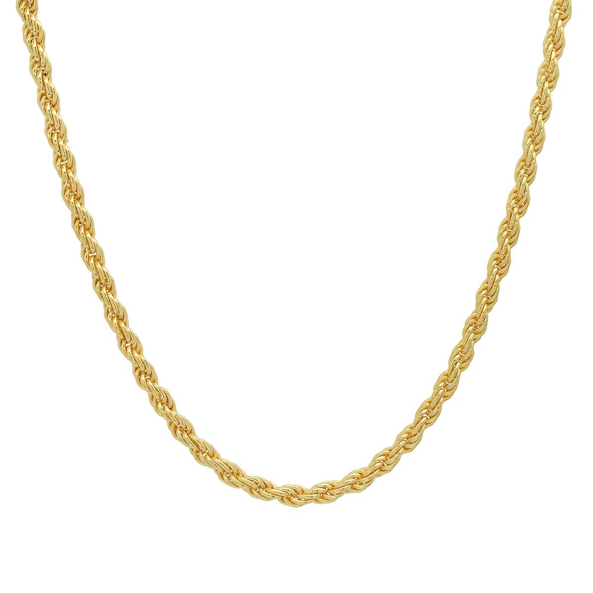 Mens Italian Thick/Heavy 3mm 14k Gold Over Silver Rope Chain Necklace