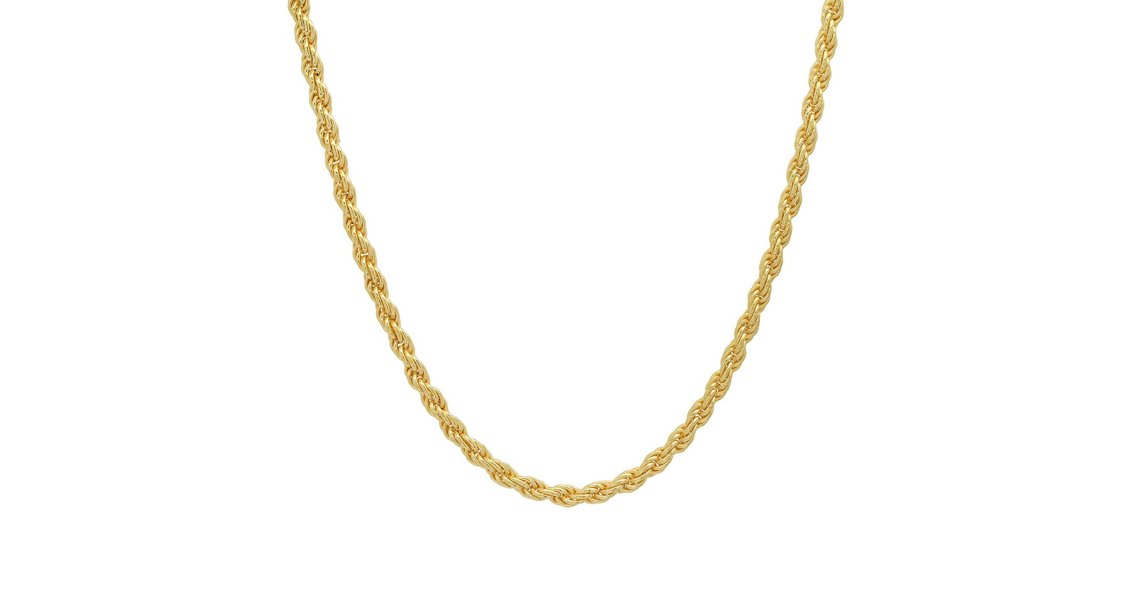 Mens Italian Thick/Heavy 3mm 14k Gold Over Silver Rope Chain Necklace