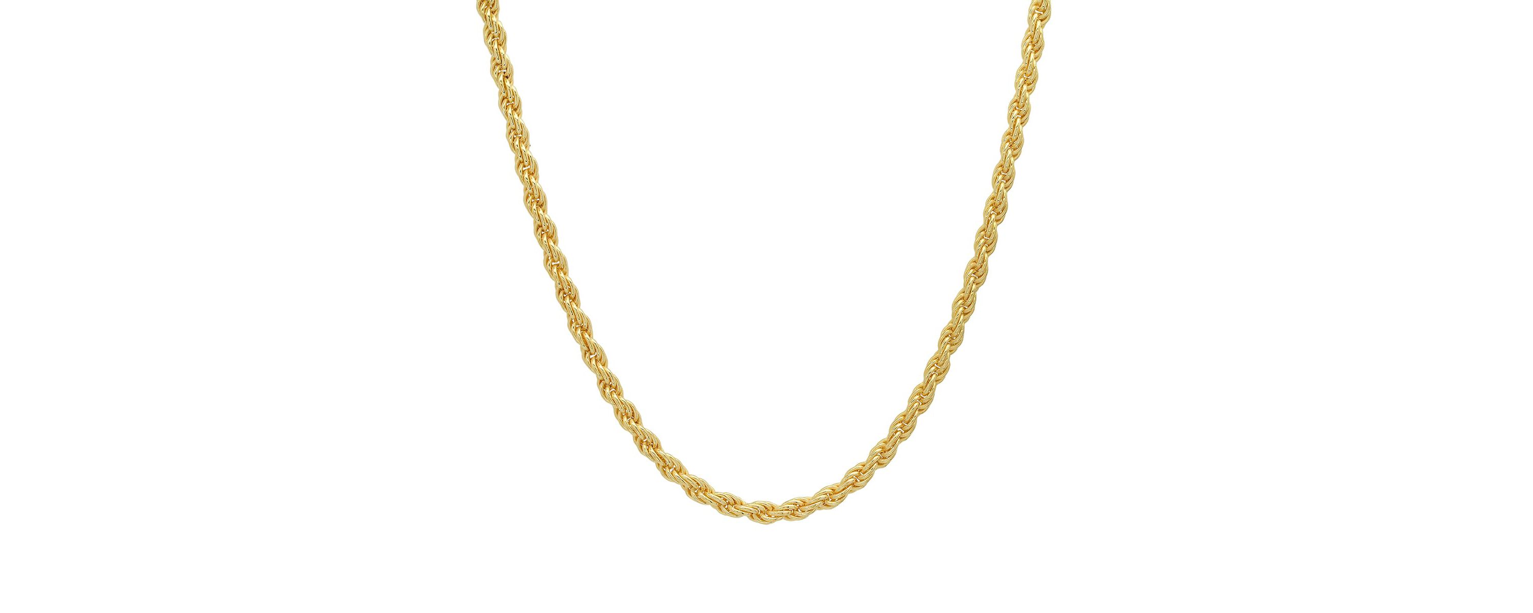 Mens Italian Thick/Heavy 3mm 14k Gold Over Silver Rope Chain Necklace