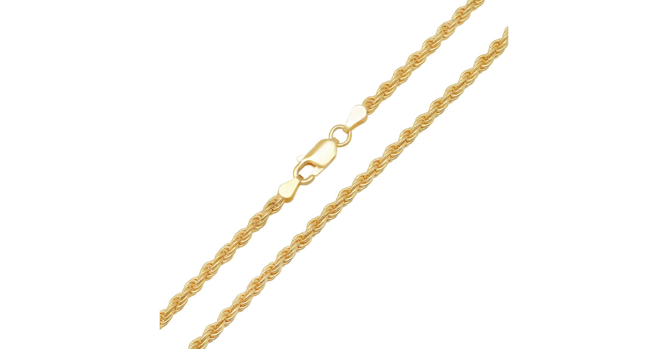 Mens Italian Thick/Heavy 3mm 14k Gold Over Silver Rope Chain Necklace
