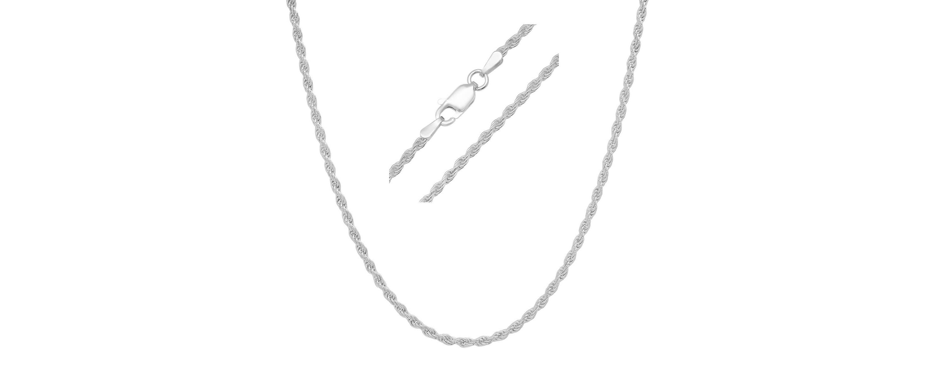 Italian Sterling Silver 2mm Rope Chain Necklace - Unisex