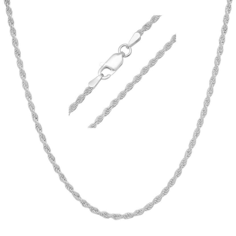 Italian Sterling Silver 2mm Rope Chain Necklace - Unisex