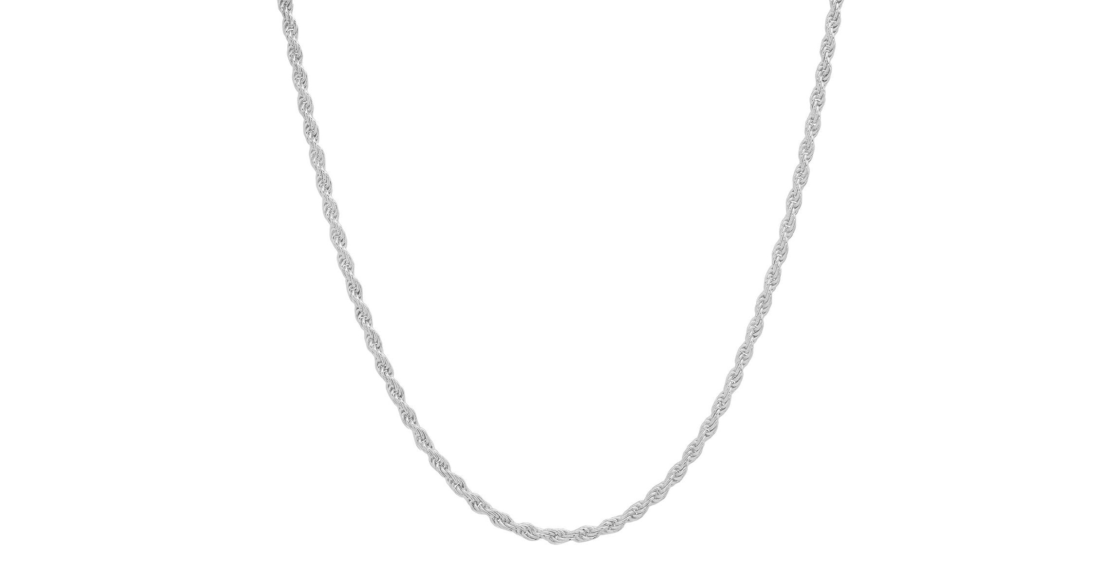 Italian Sterling Silver 2mm Rope Chain Necklace - Unisex