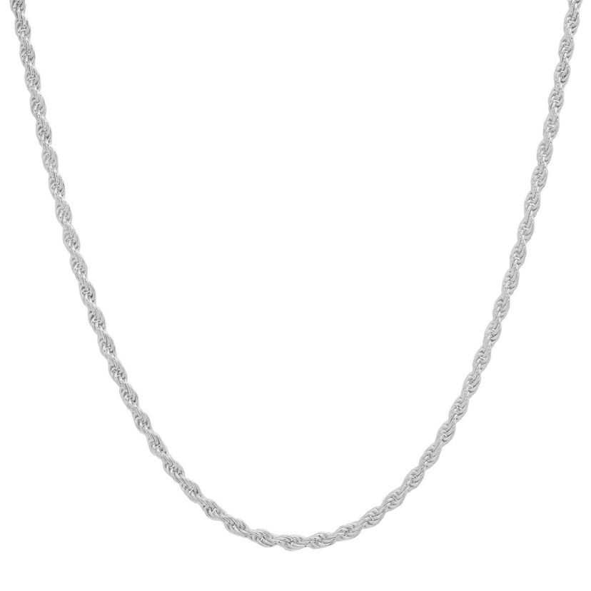 Italian Sterling Silver 2mm Rope Chain Necklace - Unisex