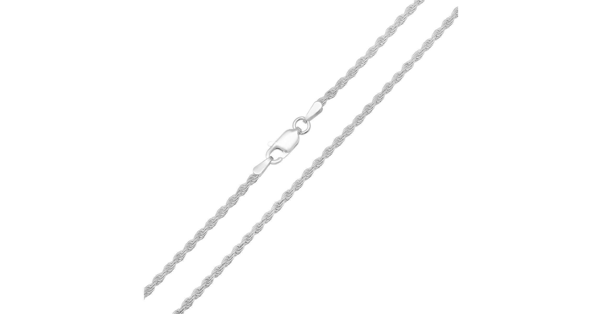 Italian Sterling Silver 2mm Rope Chain Necklace - Unisex