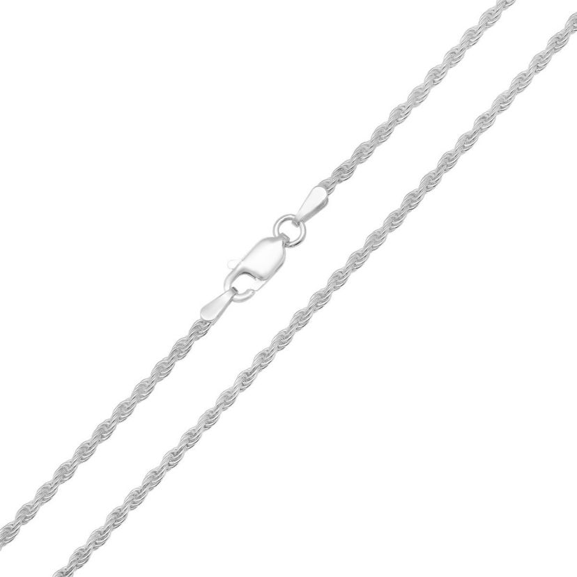 Italian Sterling Silver 2mm Rope Chain Necklace - Unisex