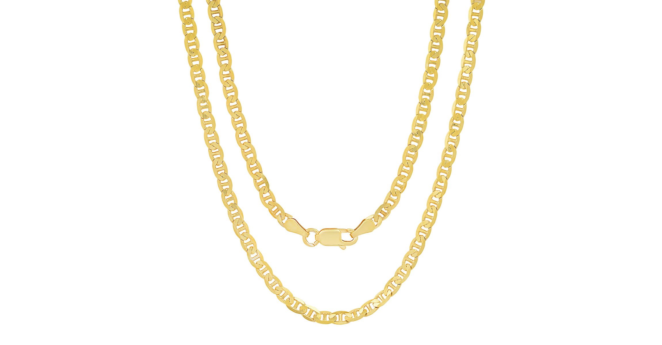 Italian 14k Gold Over Silver 3.3mm Mariner Chain Necklace - Unisex