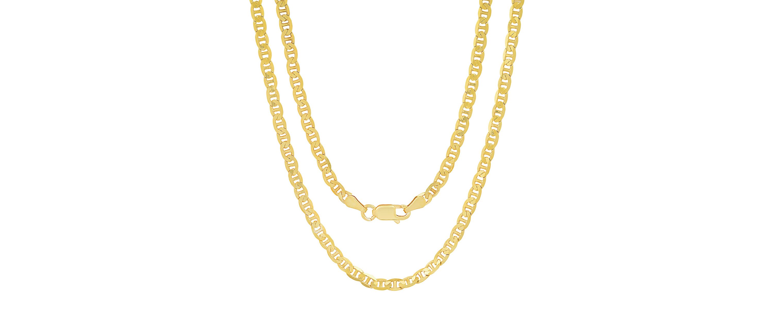Italian 14k Gold Over Silver 3.3mm Mariner Chain Necklace - Unisex