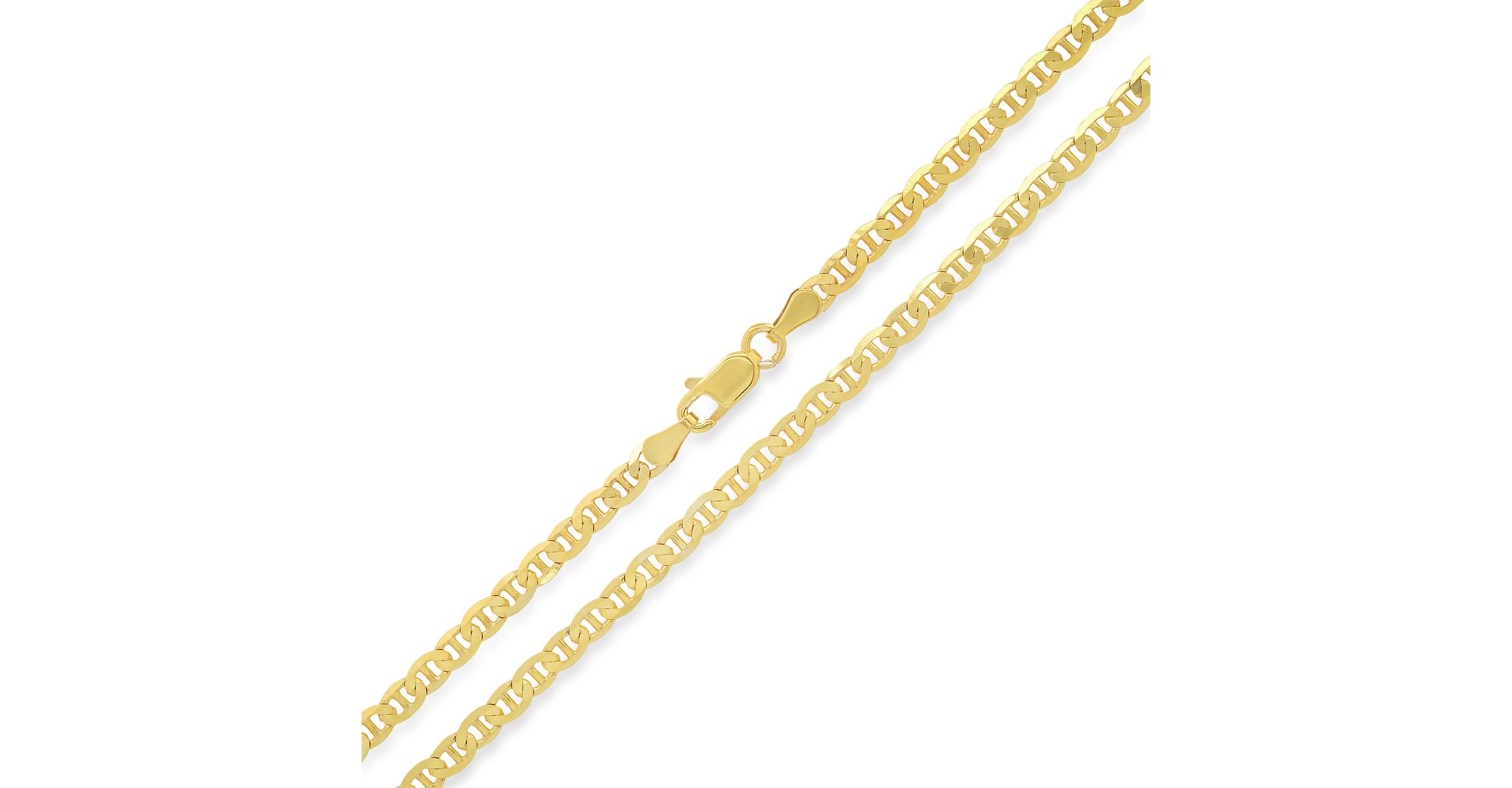 Italian 14k Gold Over Silver 3.3mm Mariner Chain Necklace - Unisex