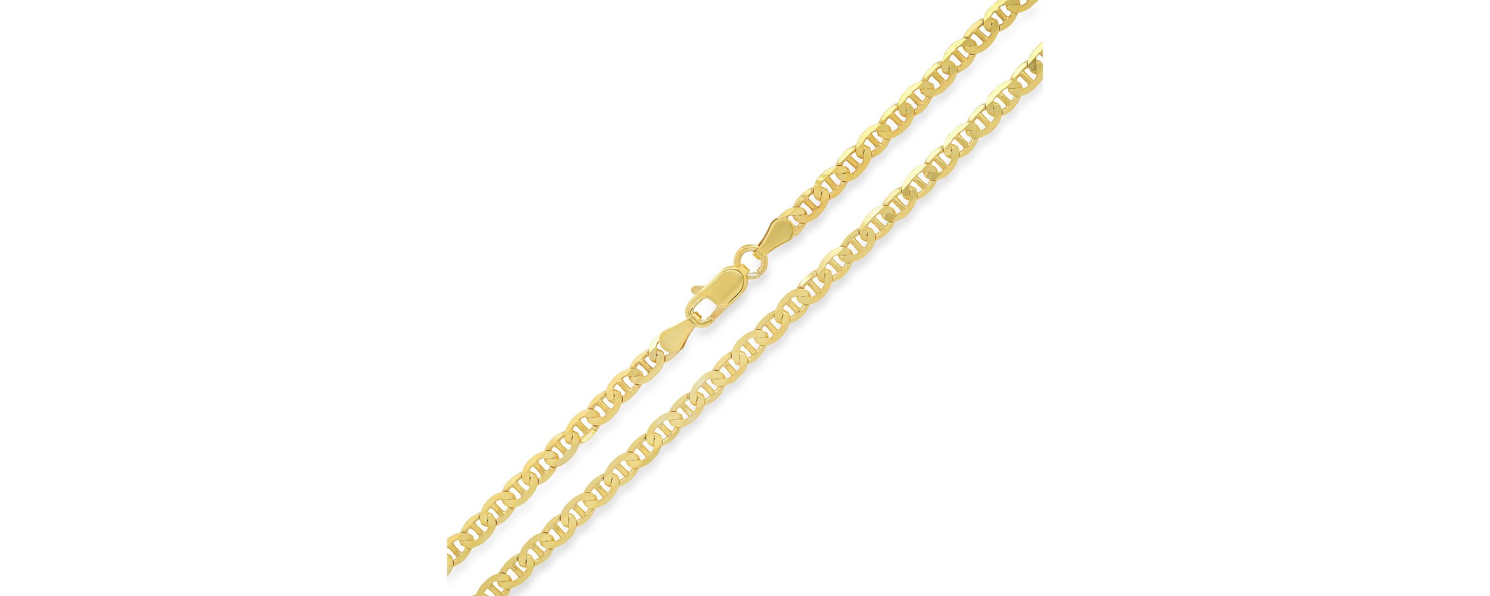 Italian 14k Gold Over Silver 3.3mm Mariner Chain Necklace - Unisex
