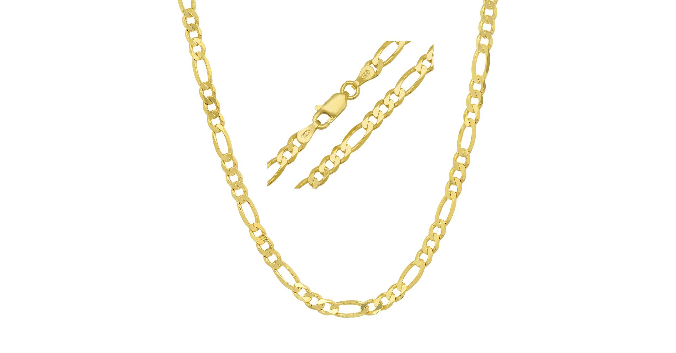Italian 14k Gold Over Silver 4mm Figaro Chain Necklace - Unisex