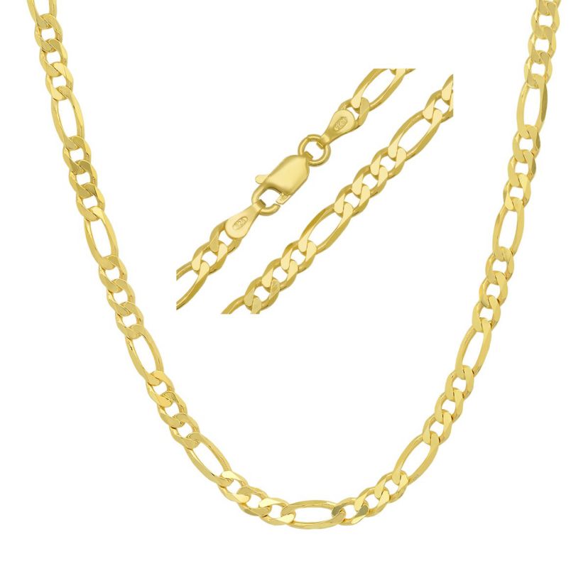 Italian 14k Gold Over Silver 4mm Figaro Chain Necklace - Unisex