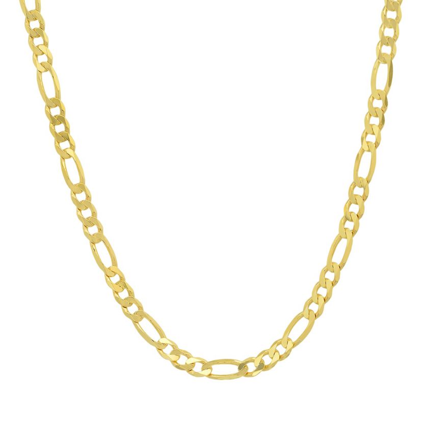 Italian 14k Gold Over Silver 4mm Figaro Chain Necklace - Unisex