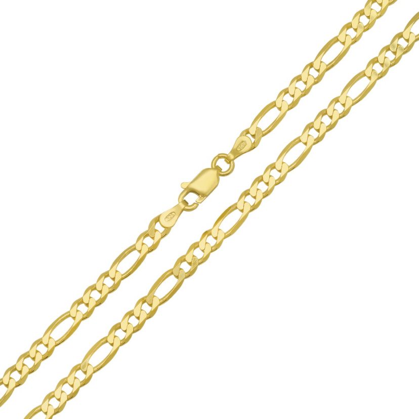 Italian 14k Gold Over Silver 4mm Figaro Chain Necklace - Unisex
