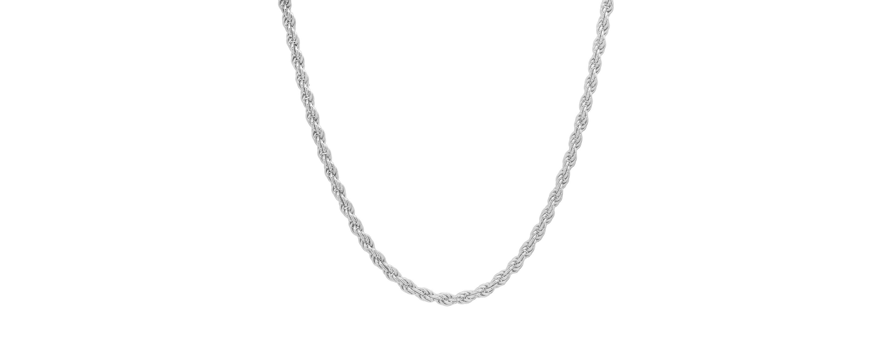 Mens Italian Thick/Heavy 3mm Sterling Silver Rope Chain Necklace