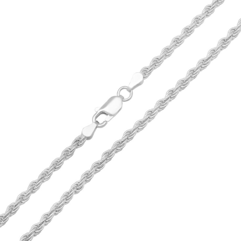 Mens Italian Thick/Heavy 3mm Sterling Silver Rope Chain Necklace