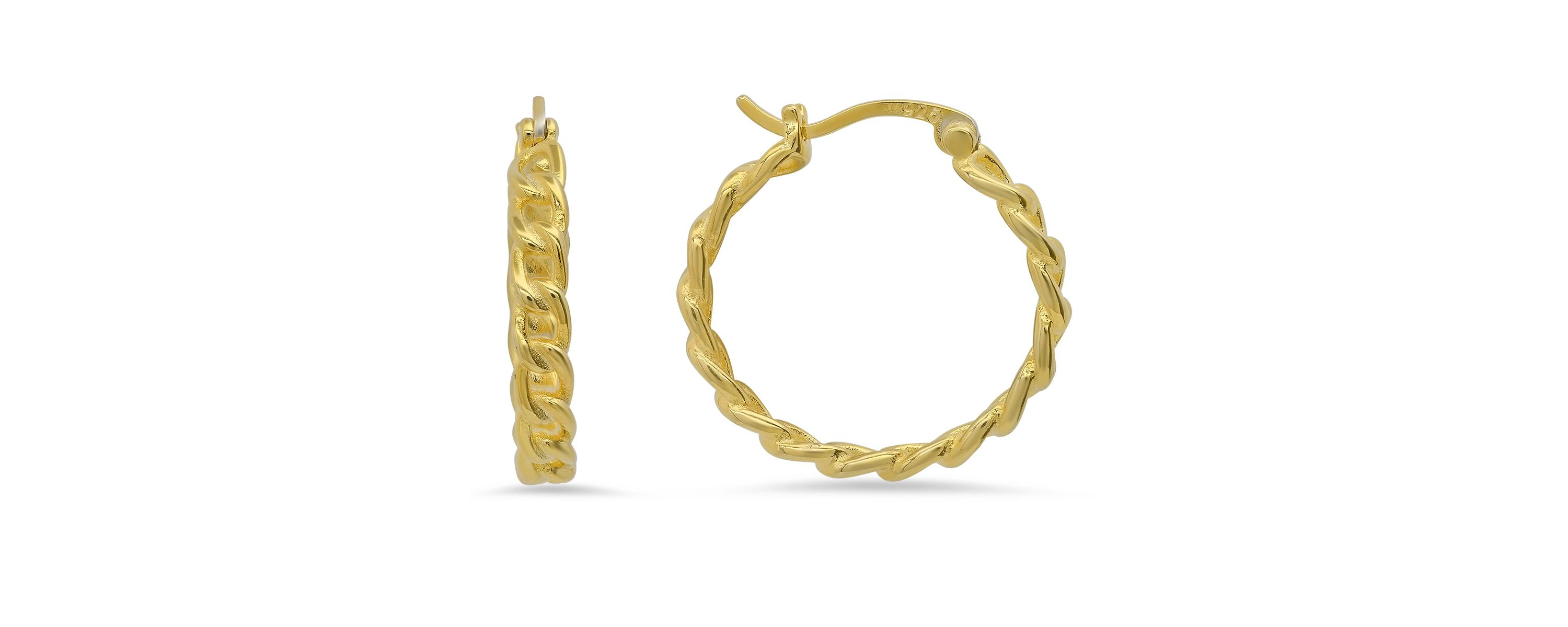 Sterling Silver Curb Chain Hoop Earrings