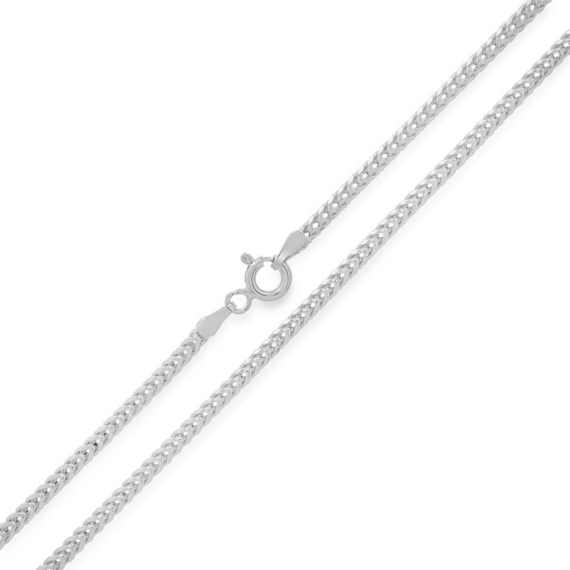 Italian Sterling Silver 2.5mm Box Franco Chain Necklace