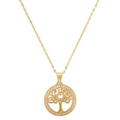 Kylie Harper Lab Created 14k Gold Over Silver CZ Tree of Life Pendant