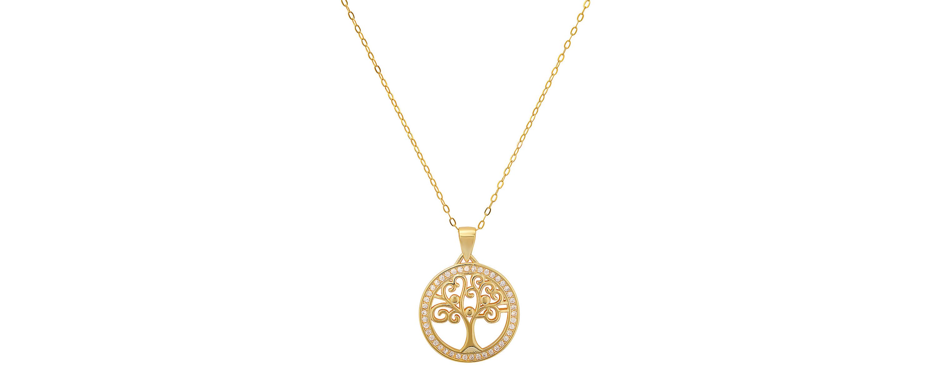 Lab Created Sterling Silver CZ Tree of Life Pendant