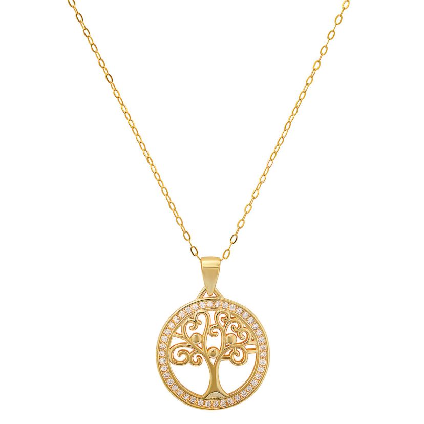 Lab Created Sterling Silver CZ Tree of Life Pendant