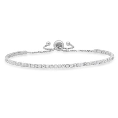Kylie Harper Lab Created 14k Gold Over Silver Petite CZ Adjustable Bracelet