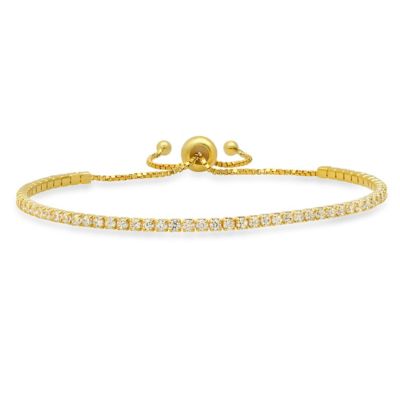 Kylie Harper Lab Created 14k Gold Over Silver Petite CZ Adjustable Bracelet