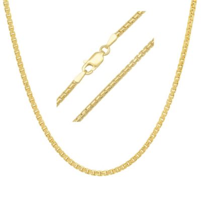 Kylie Harper Italian 14k Gold Over Silver 2mm Round Box Chain Necklace - Unisex