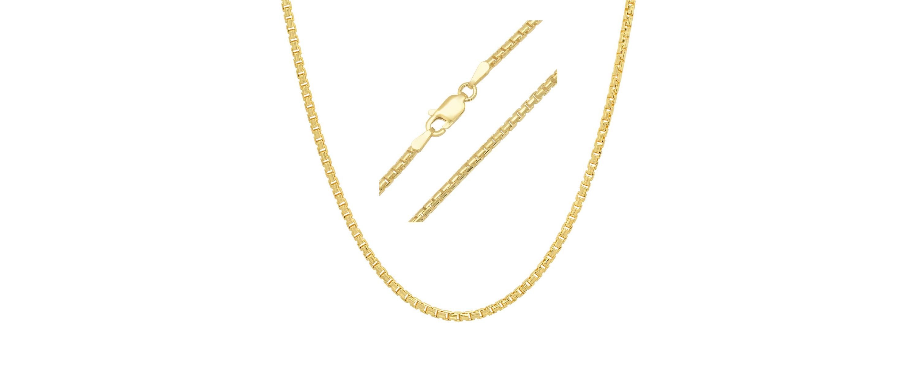 Italian 14k Gold Over Silver 2mm Round Box Chain Necklace - Unisex