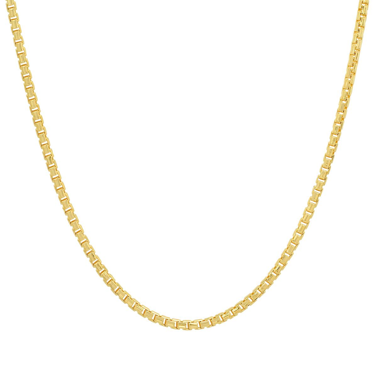 Italian 14k Gold Over Silver 2mm Round Box Chain Necklace - Unisex