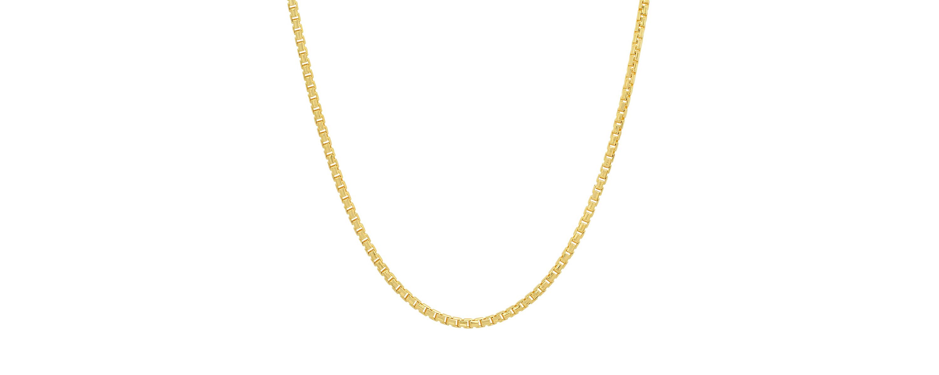 Italian 14k Gold Over Silver 2mm Round Box Chain Necklace - Unisex
