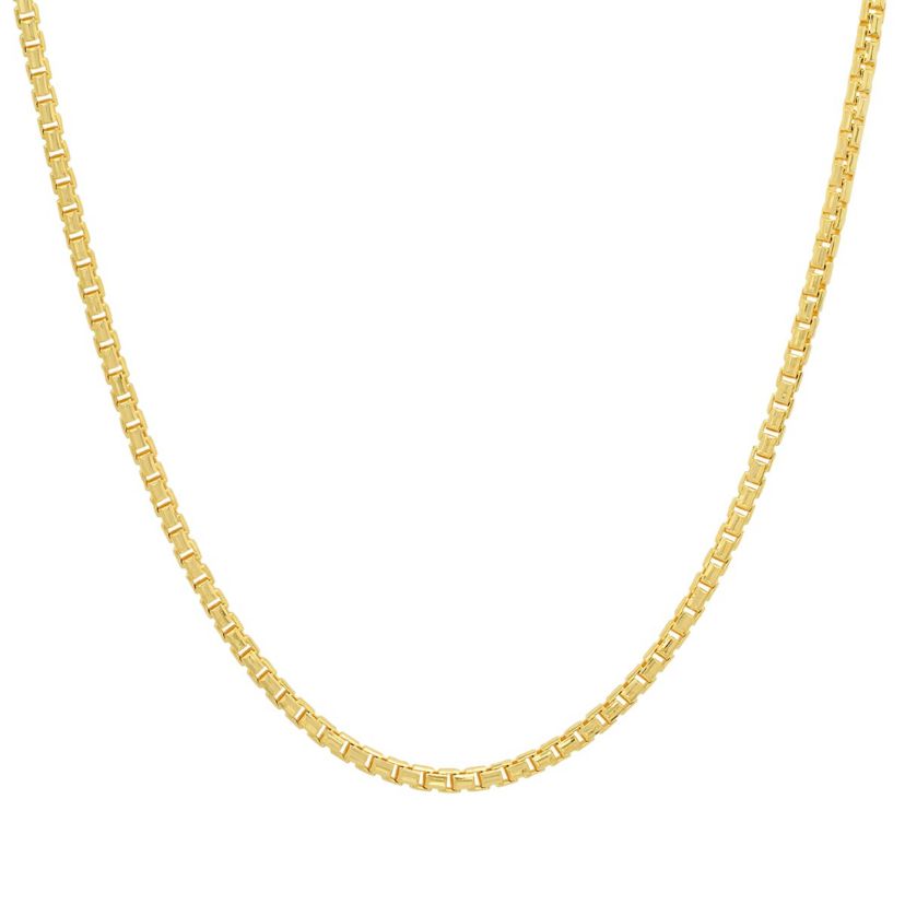 Italian 14k Gold Over Silver 2mm Round Box Chain Necklace - Unisex