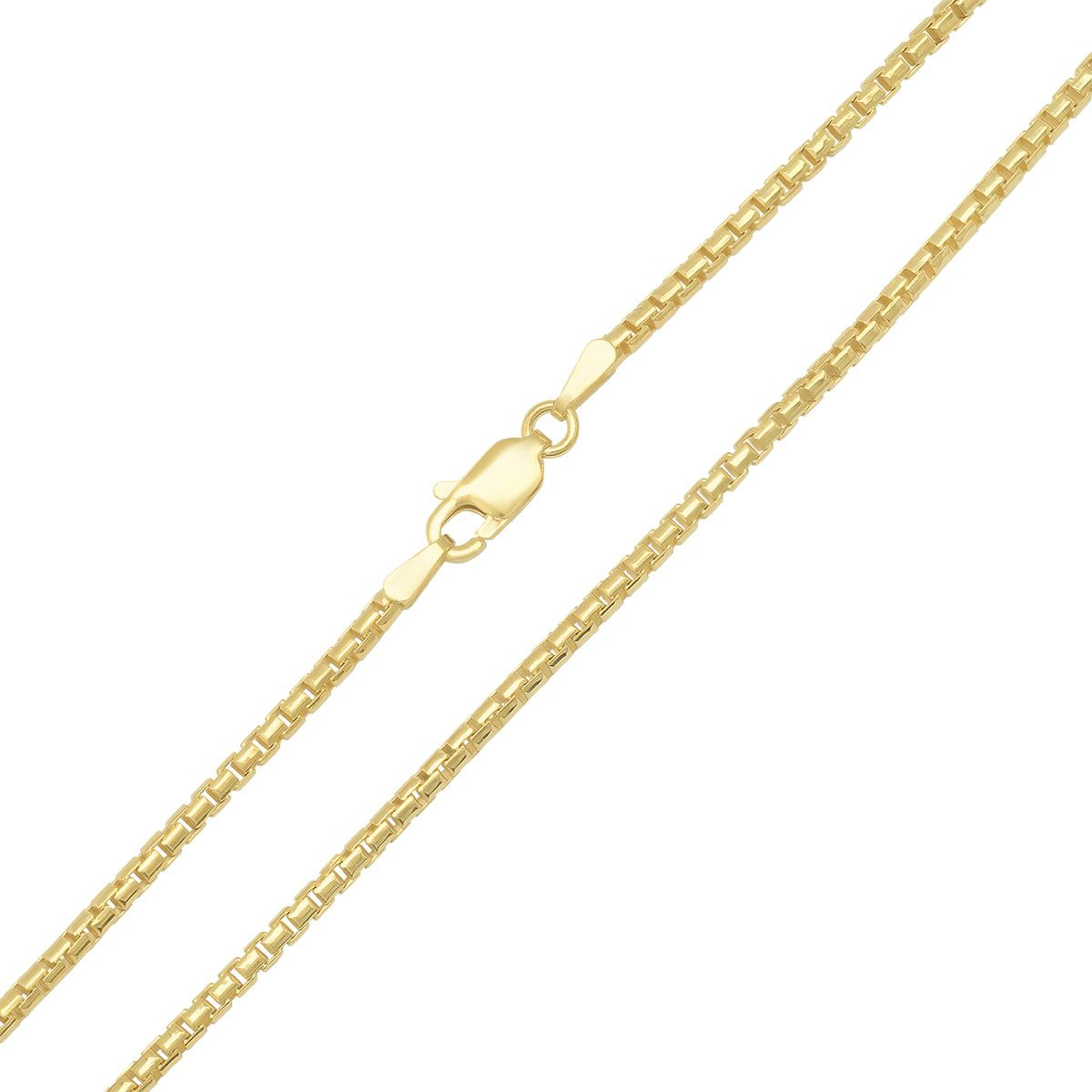Italian 14k Gold Over Silver 2mm Round Box Chain Necklace - Unisex