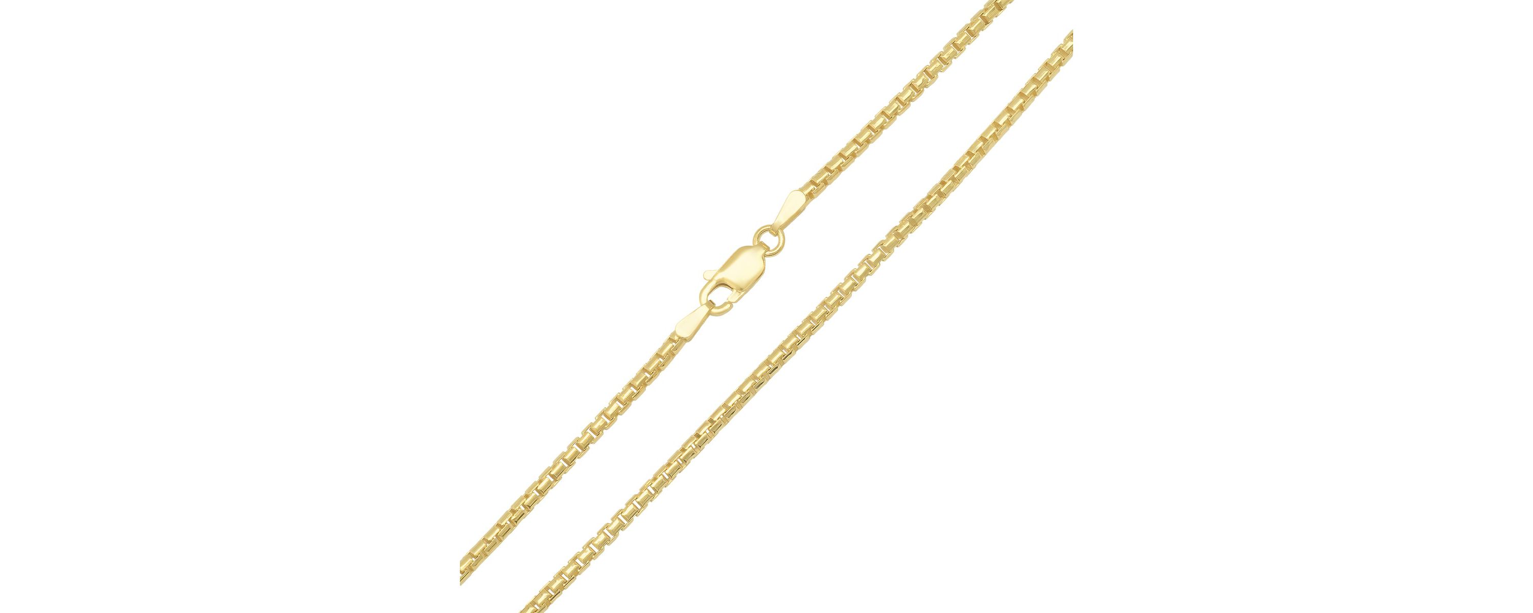 Italian 14k Gold Over Silver 2mm Round Box Chain Necklace - Unisex